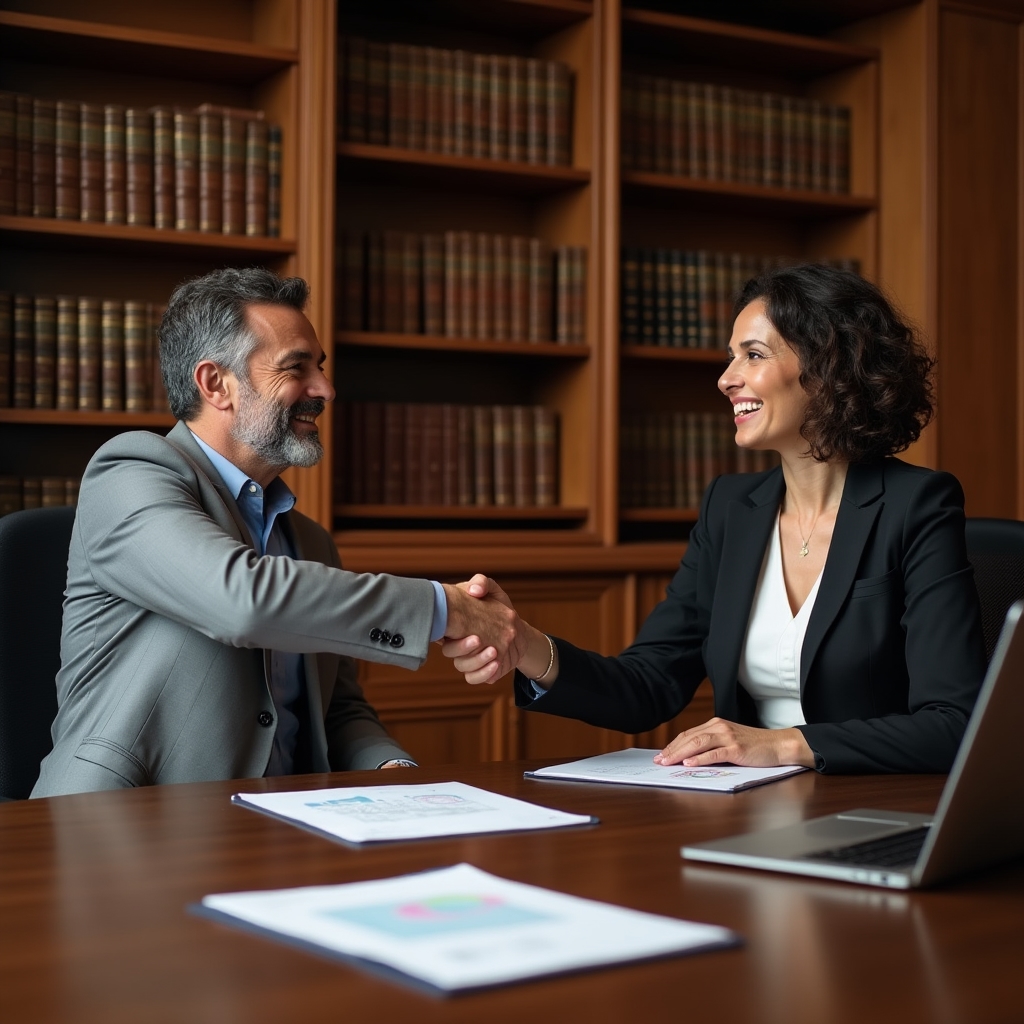 Consulente e titolare d'azienda si stringono la mano al termine di un incontro